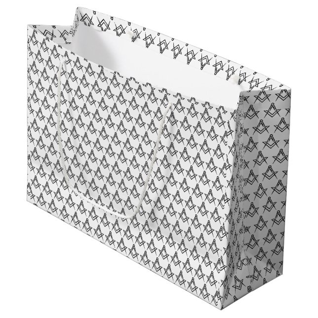 Freemason Masonic Square und Compass Freimaurerei Große Geschenktüte (Vorderseite Schrägansicht)