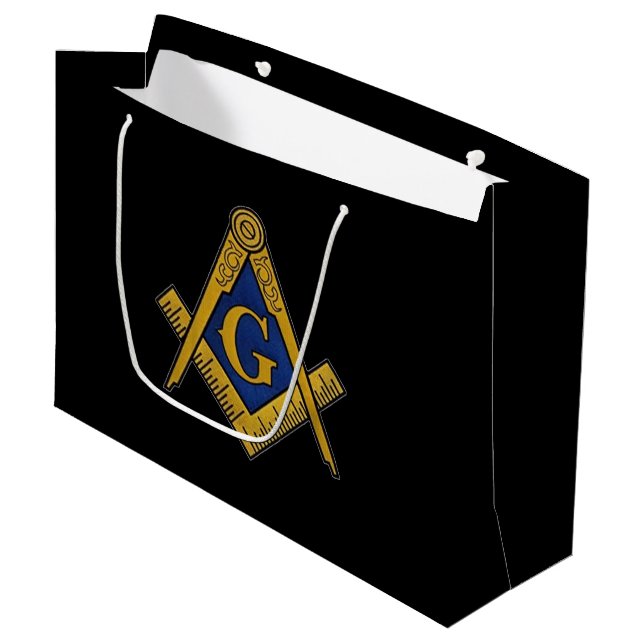 Freemason Masonic Square und Compass Freimaurerei Große Geschenktüte (Vorderseite Schrägansicht)