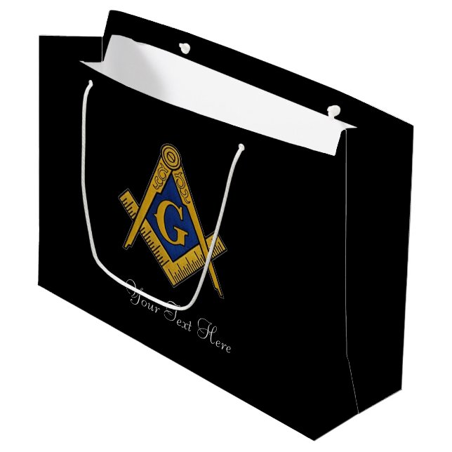 Freemason Masonic Square und Compass Freimaurerei Große Geschenktüte (Vorderseite Schrägansicht)