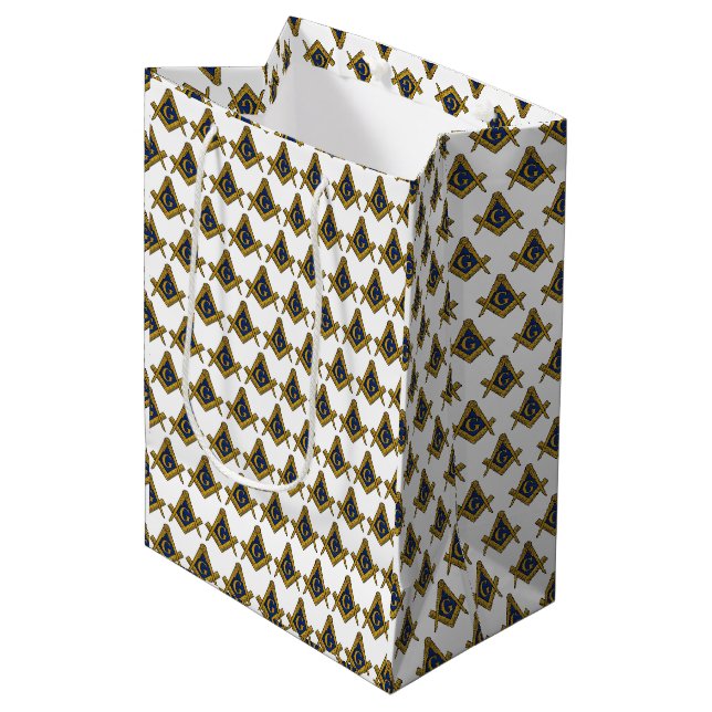 Freemason Masonic Square und Compass Freimaurerei Mittlere Geschenktüte (Vorderseite Schrägansicht)