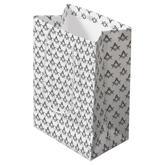 Freemason Masonic Square und Compass Freimaurerei Mittlere Geschenktüte (Vorderseite Schrägansicht)