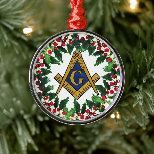 Freemason Masonic Weihnachtskranz Rustikal Ornament Aus Metall (Baum)