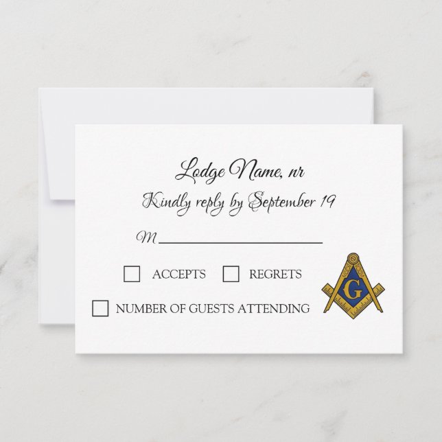 Freemason Masonry Masonic UAWG RSVP Karte (Vorderseite)