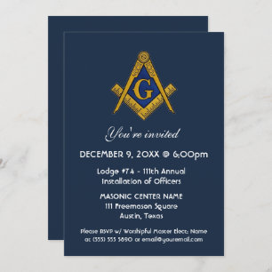 Freemason Masonry Navy Blue Einladung