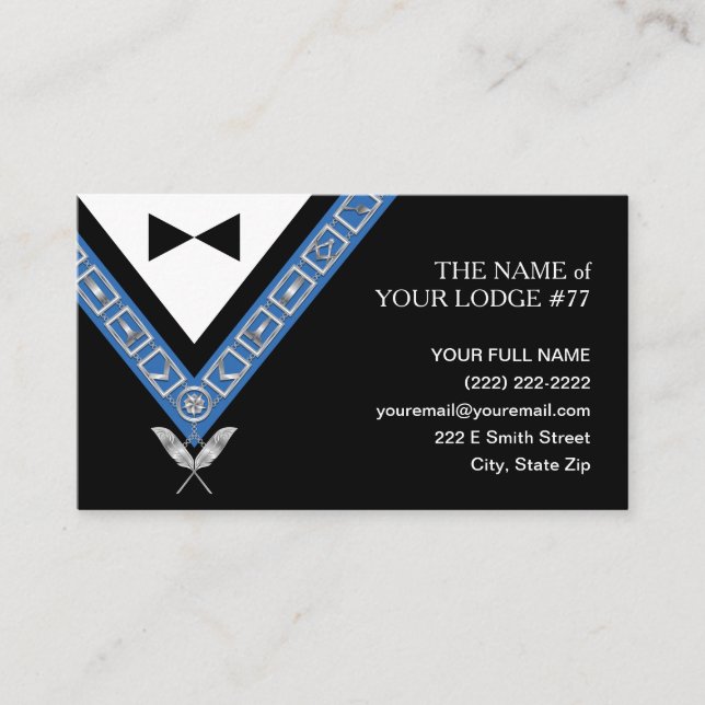 Freemason Officer Jewels Visitenkarte (Vorderseite)