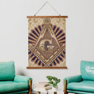 Freemason Tapestry Wandteppich Mit Holzrahmen