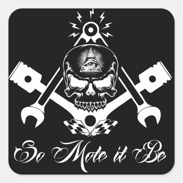Freemason-Widows-Sons-Masonic-Hotrod-Logo-20160407 Quadratischer Aufkleber (Vorderseite)
