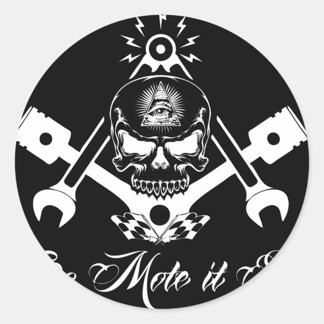 Freemason-Widows-Sons-Masonic-Hotrod-Logo-20160407 Runder Aufkleber (Vorderseite)