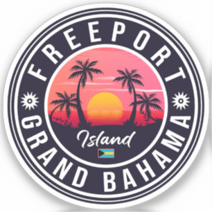 Freeport Bahamas Retro Sunset Souvenirs 60s Aufkleber