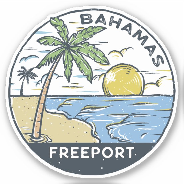 Freeport Bahamas Vintag Aufkleber (Vorderseite)