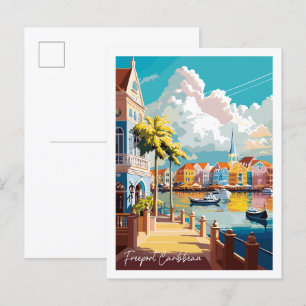 Freeport Karibik Vintage-Reiseillustration Postkarte