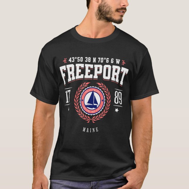 Freeport Maine Nautical Sailboat Beach Souvenir T-Shirt (Vorderseite)