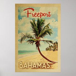 Freeport Palm Tree Vintage Poster