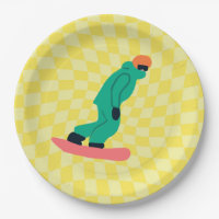 Freeride Snowboarder Grüner Anzug Gelb