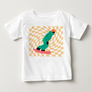 Freeride Snowboarder in grünem Anzug Checkered Baby T-shirt