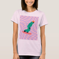 Freeride Snowboarder in grünem Anzug Checkered