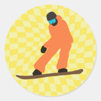 Freeride Snowboarder in Orange Anzug Checkered