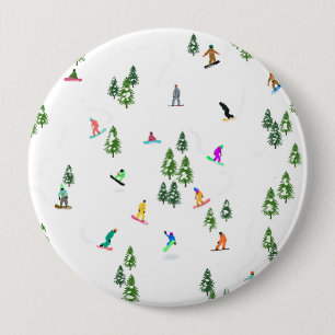 Freeride Snowboarder Snowboarden Illustration Button