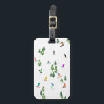 Freeride Snowboarder Snowboarden Illustration Gepäckanhänger<br><div class="desc">Coole skurrile Illustrationskunst von bunten Snowboardern,  Snowboarden in Bergen zwischen Kiefer,  Fichten,  Tannen auf frischem Schneemulver. Snowboard und Weihnachtssport in einem Winterwald. Snowboarder Geschenke. Weihnachtsdekor zum Snowboarden.</div>