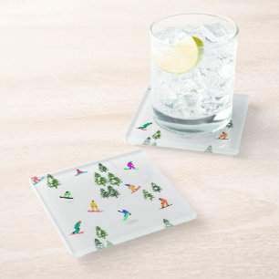 Freeride Snowboarder Snowboarden Illustration Glasuntersetzer