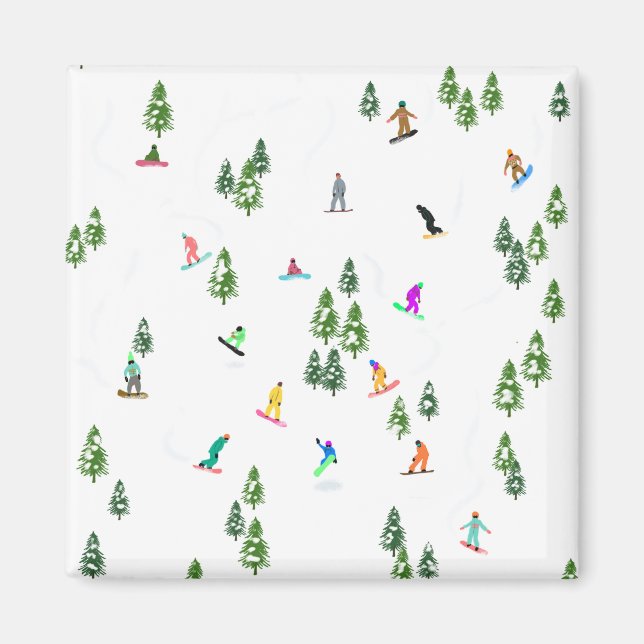 Freeride Snowboarder Snowboarden Illustration Magnet (Vorne)