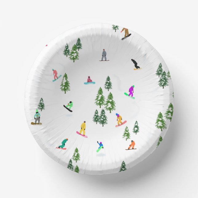 Freeride Snowboarder Snowboarden Illustration Pappteller (Vorderseite)