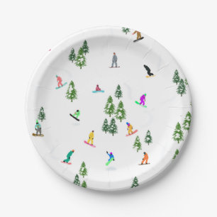 Freeride Snowboarder Snowboarden Illustration Pappteller
