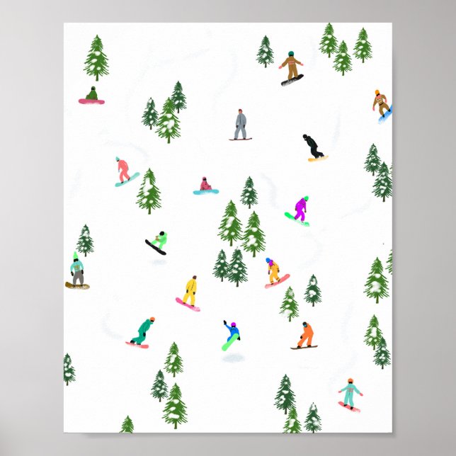 Freeride Snowboarder Snowboarden Illustration Poster (Vorne)