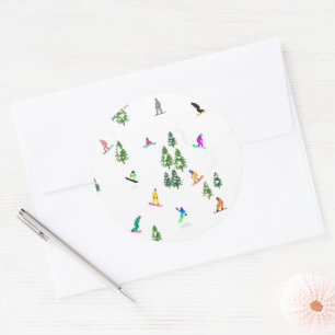 Freeride Snowboarder Snowboarden Illustration Runder Aufkleber