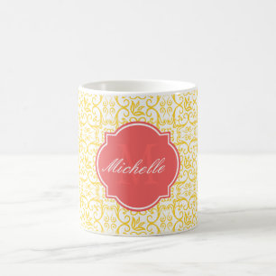 Freesia Damask Monogram Tasse