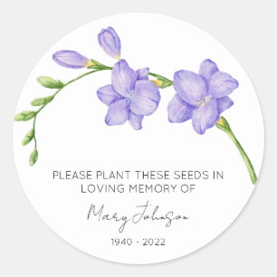 Freesia-Gedenk Funeral Samenpacket Runder Aufkleber