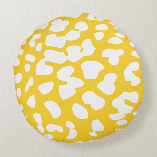 Freesia und White Leopard Print Round Pillow Rundes Kissen (Rückseite)