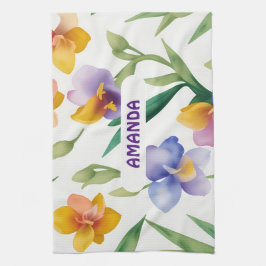 Freesia Wasserfarbe Personalisiertes Muster Geschirrtuch