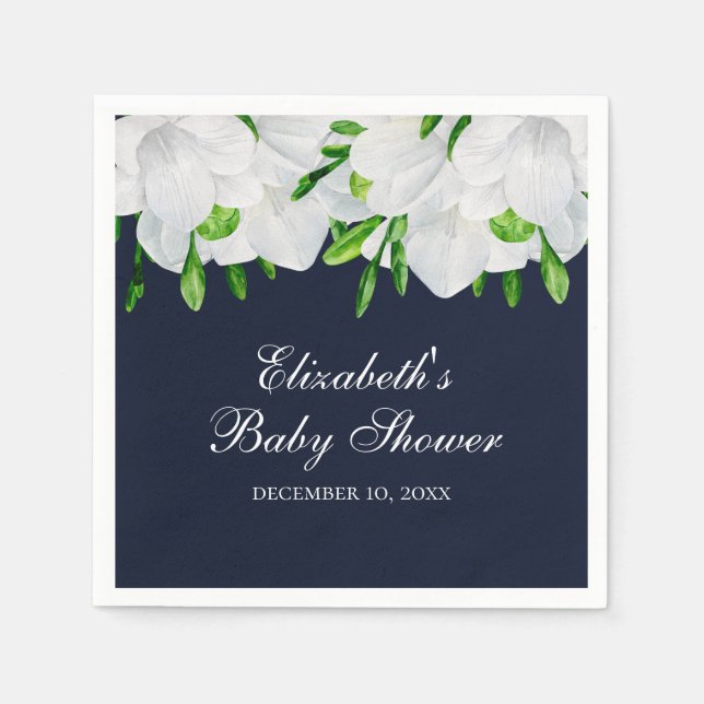 Freesia. Weiße Blume. Gartenseedusche Serviette (Vorderseite)