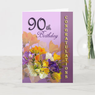 Freesias 90. Geburtstag Herzlichen Glückwunsch Karte