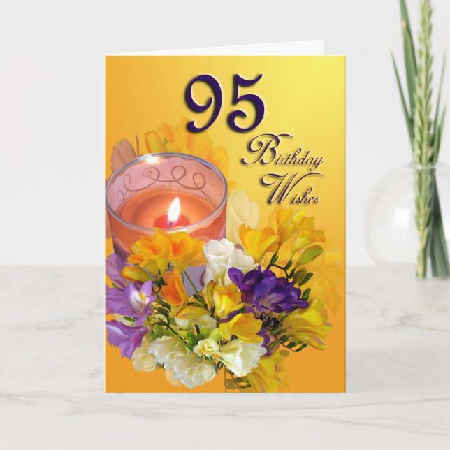 Freesias 95. Geburtstag wünscht Grußkarte Karte (Vorderseite)