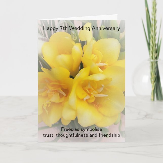 Freesias Carte personnalisée 7e anniversaire Maria (Devant)