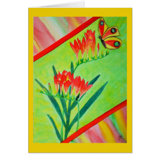 Freesias et papillon d'aquarelle