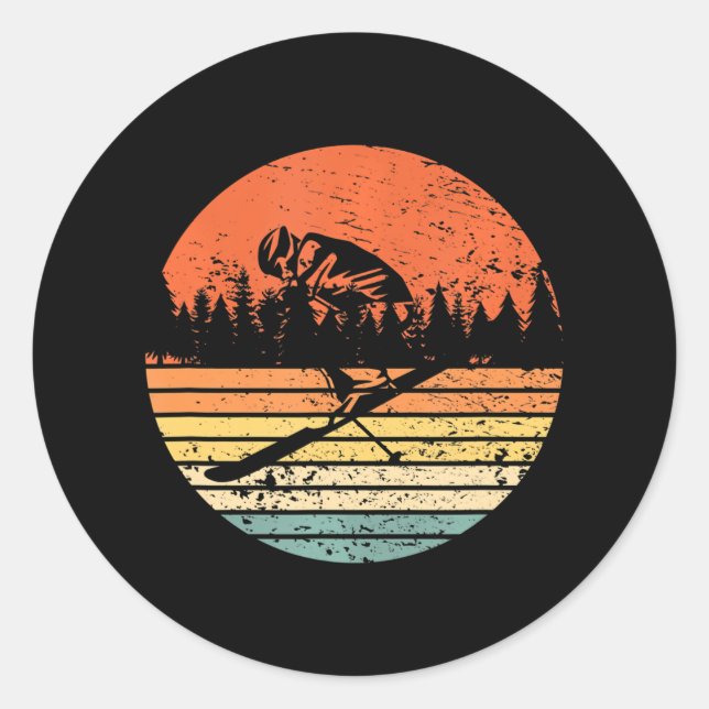 FreeSkiing Skier Skiing Runder Aufkleber (Vorderseite)