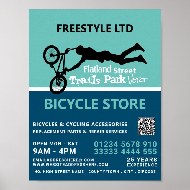 Freestyle Bike Motocross, Cycling Store Werbung Poster (Vorne)