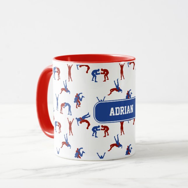 Freestyle Greco Roman Wrestling Pattern Tasse (Vorderseite Links)
