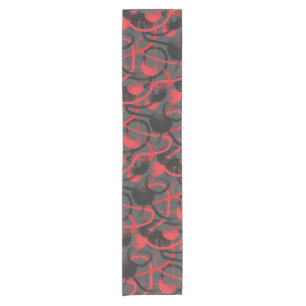 Freestyle Red Black Gray Pinselstriche Muster Kurzer Tischläufer
