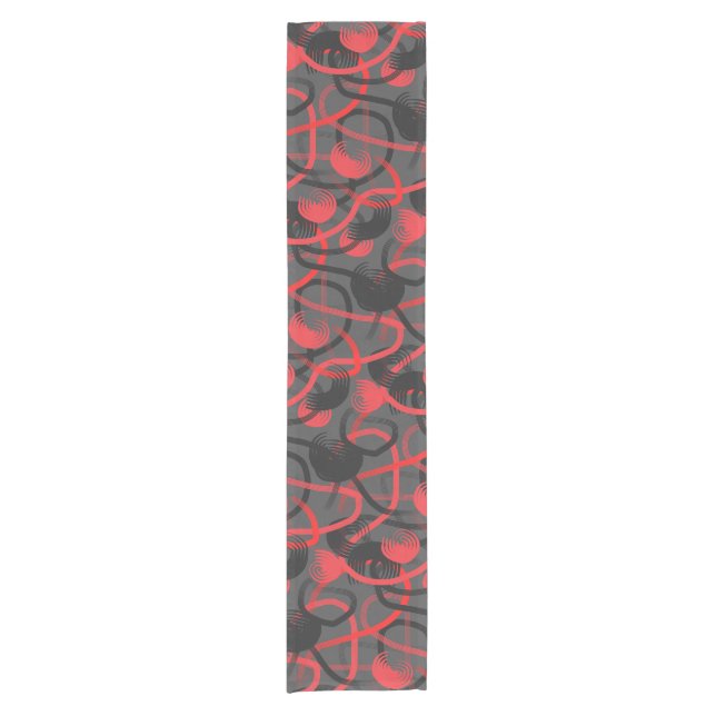 Freestyle Red Black Gray Pinselstriche Muster Kurzer Tischläufer (Vorderseite)