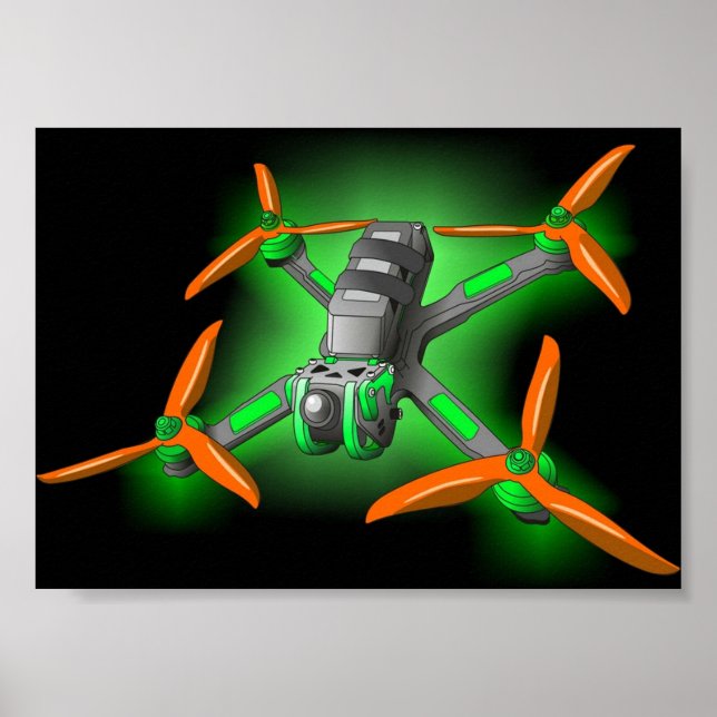 Freestyle-Rennfahrer-FPV-Drohnen Poster (Vorne)