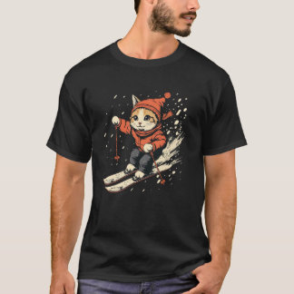 Freestyle-Skifahrerin Katze über Freestyle-Skifahr T-Shirt