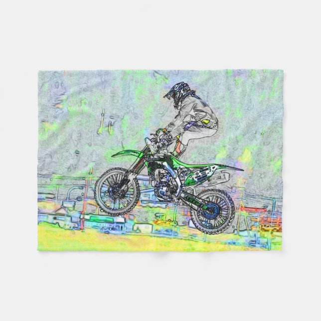 Freestyle Stuntman - Motocross Rider Fleecedecke (Vorderseite (Horizontal))