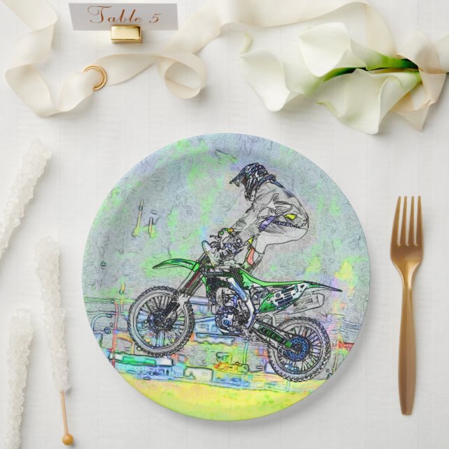 Freestyle Stuntman - Motocross Rider Pappteller (Hochzeit)