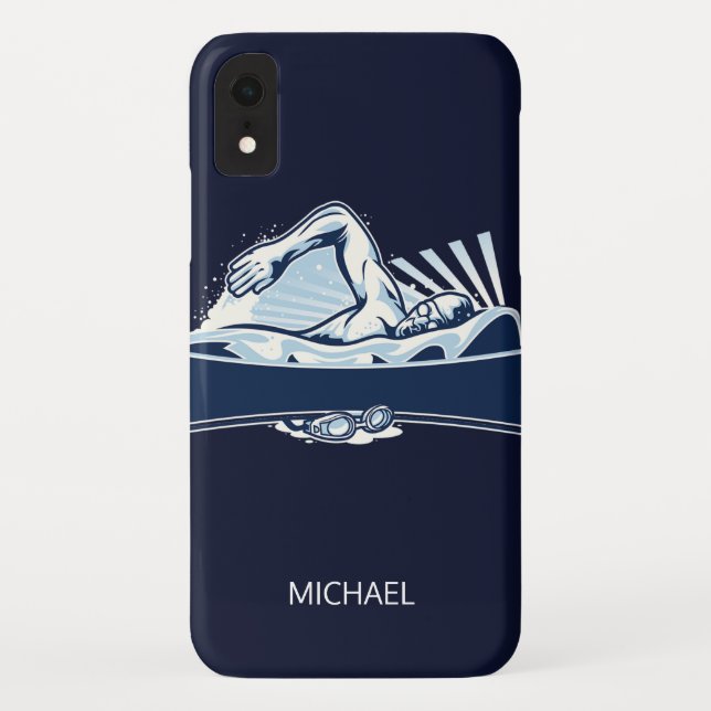 Freestyle Swimmer Personalisierter Name | Sport Case-Mate iPhone Hülle (Rückseite)