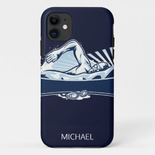 Freestyle Swimmer Personalisierter Name Sport Case-Mate iPhone Hülle