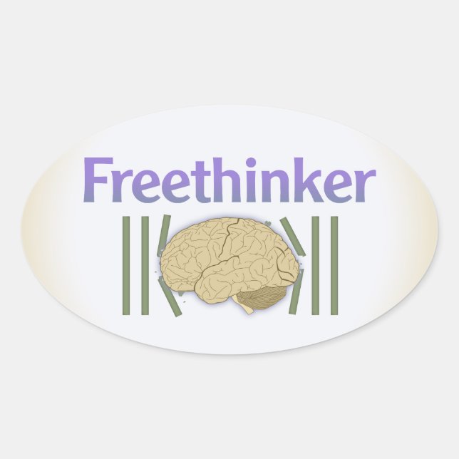 Freethinker (mit dem Gehirn brechend frei) Sticker (Vorderseite)